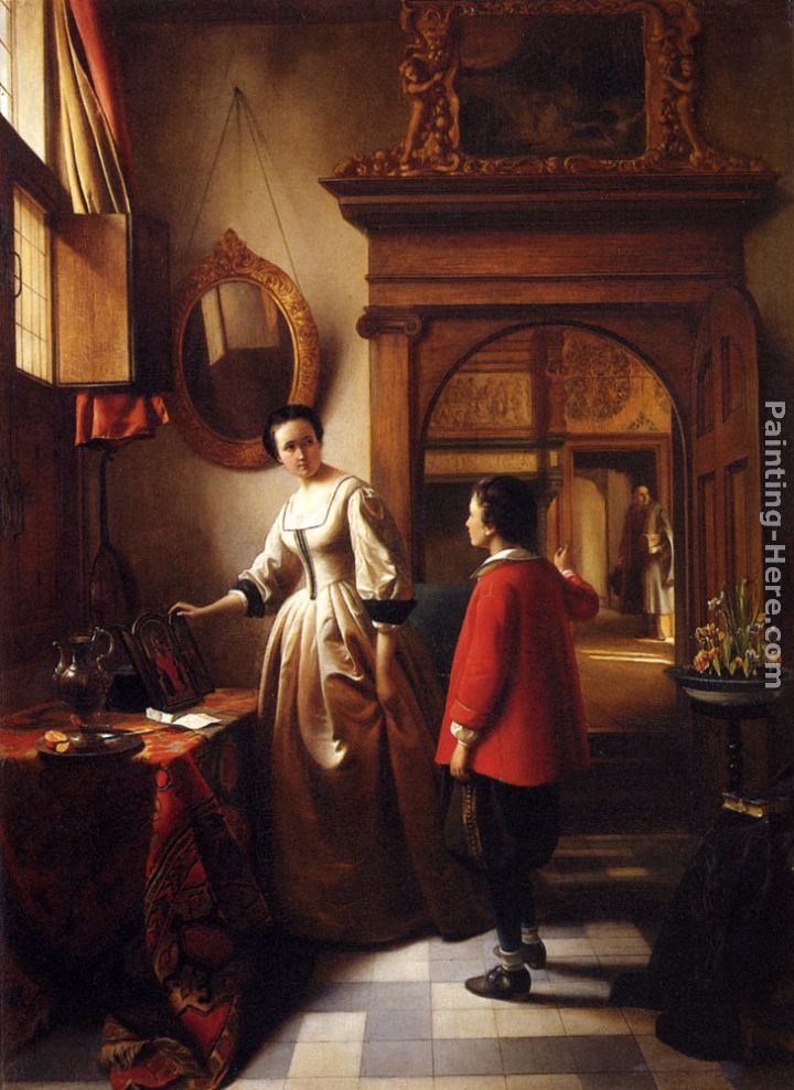 The Guest's Arrival painting - Hubertus van Hove The Guest's Arrival art painting